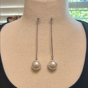 Park Lane Silver Chain Pearl Earrings